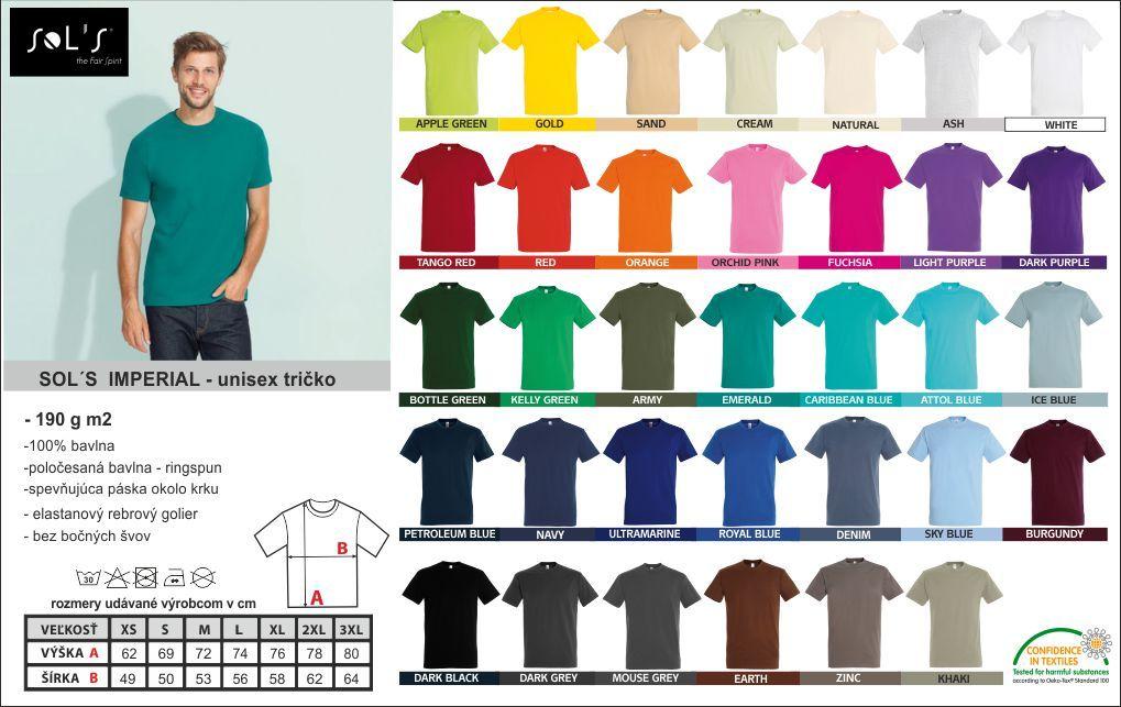 sols pánske tričko - Farby a veľkosti tričiek a mikín - Farby a veľkosti tričiek a mikín